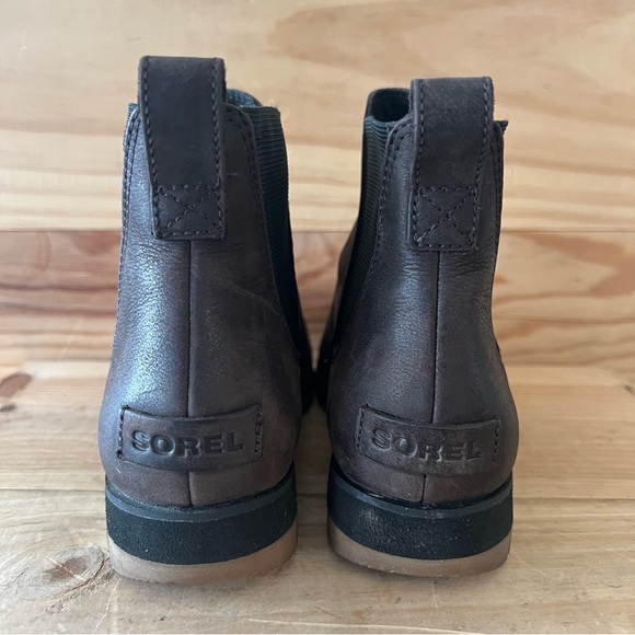 Sorel Blackened Brown Harlow Chelsea Waterproof Ankle Leather Bootie Size 7.5 - Picture 8 of 15